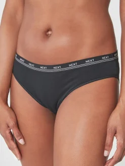 Next Bikini Cotton Logo Knickers 4 Pack Black Hot