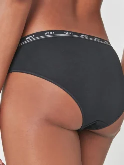 Next Bikini Cotton Logo Knickers 4 Pack Black Hot