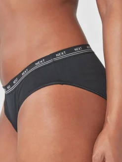 Next Bikini Cotton Logo Knickers 4 Pack Black Hot