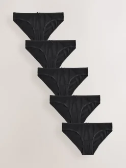 Next Black Bikini Cotton Rich Knickers 5 Pack Outlet