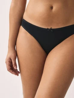Next Black Bikini Cotton Rich Knickers 5 Pack Outlet