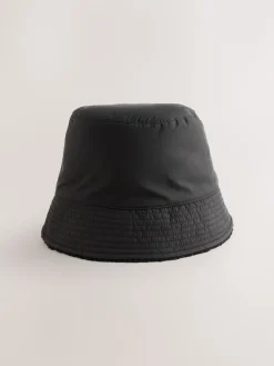Next Borg/Nylon Reversible Bucket Hat Black Discount