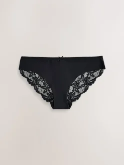 Next Brazilian Lace Back NVPL Knickers 7 Pack Black New