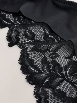 Next Brazilian Lace Back NVPL Knickers 7 Pack Black New