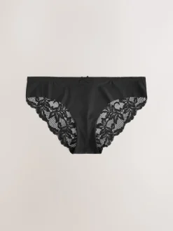 Next Brazilian No VPL Lace Back Briefs 5 Pack Black Outlet