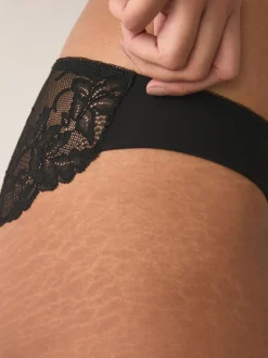 Next Brazilian No VPL Lace Back Briefs 5 Pack Black Outlet