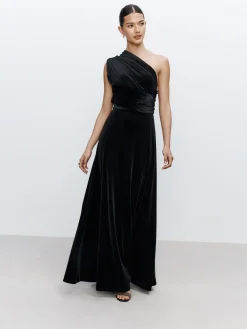 Next Bridesmaid Velvet Multiway Maxi Dress Black Outlet