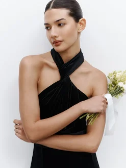 Next Bridesmaid Velvet Multiway Maxi Dress Black Outlet