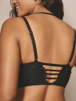 Next Black Bustier A-E Lace Bra Clearance