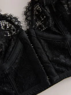 Next Black Bustier A-E Lace Bra Clearance