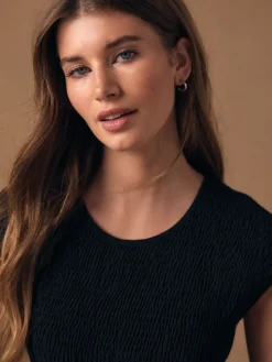 Next Cap Sleeve Shirred Body Jersey Midi Dress Black Best