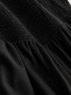 Next Cap Sleeve Shirred Body Jersey Midi Dress Black Best