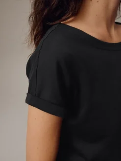 Next Black Cap Sleeve T-Shirt Clearance