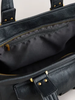 Next Charm Buckle Hand Held Bag Black Sale