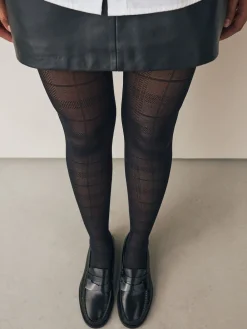 Next Black Check Pattern Tights 1 Pack Hot