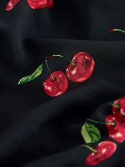 Next Black Cherry Print Mini Long Sleeve A-Line Seam Detail Dress New