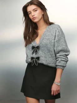 Next Black Coated Denim Mini Skirt Outlet