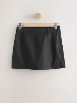 Next Black Coated Denim Mini Skirt Outlet