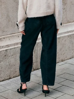 Next Cord Barrel Leg Trousers Black Online