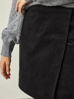 Next Corduroy Mini Wrap Skirt Black Hot
