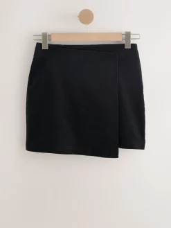 Next Corduroy Mini Wrap Skirt Black Hot