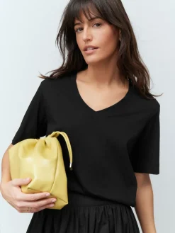 Next Black Cotton Modal Slouch V-Neck T-Shirt Best