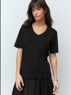Next Black Cotton Modal Slouch V-Neck T-Shirt Best