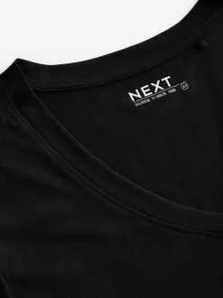 Next Black Cotton Modal Slouch V-Neck T-Shirt Best
