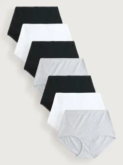 Next Black Cotton Rib Knickers 7 Pack Sale
