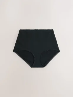 Next Black Cotton Rib Knickers 7 Pack Sale