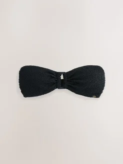 Next Trim Bandeau Bikini Top Black Crinkle New