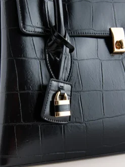 Next Croc Effect Shoulder Bag Black Best