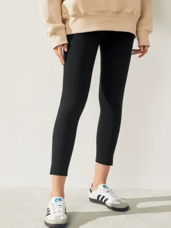 Next Black Cropped Denim Jersey Leggings Hot