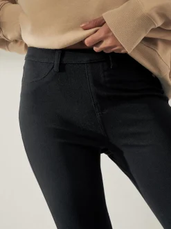 Next Black Cropped Denim Jersey Leggings Hot