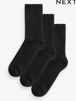Next Black Cushion Sole Ribbed Sport Ankle Socks 3 Pack With Arch Support Hot