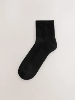 Next Cushion Sole Ribbed Sport Cropped Ankle Socks 3 Pack With Arch Support Black Clearance