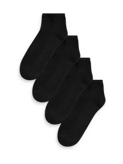 Next Cushion Sole Trainer Socks 4 Pack Black Outlet