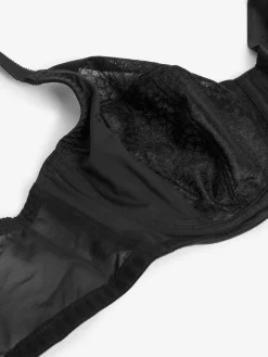 Next Black DD+ Non Pad Balcony Smoothing Animal Mesh Underwired with Side Support Bra New