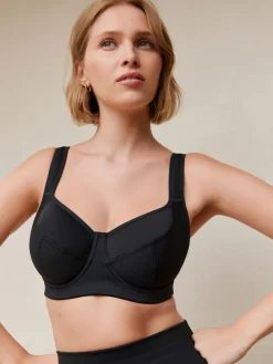 Next DD+ Non Pad Full Cup Dry Tech High Impact Sports Bra Black Clearance