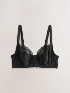 Next DD+ Non Pad Full Cup Side Support Embroidered Bra Black Online