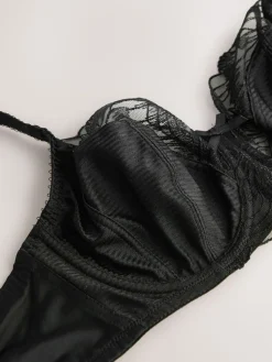 Next DD+ Non Pad Full Cup Side Support Embroidered Bra Black Online