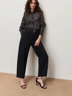 Next Belted Barrel Jeans Black Denim Discount