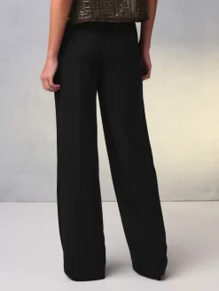 Next Elastic Back Wide Leg Trousers Black