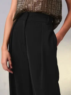 Next Elastic Back Wide Leg Trousers Black