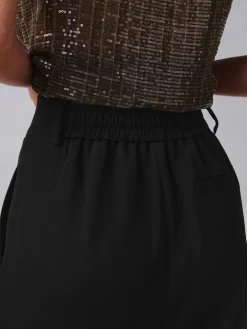 Next Elastic Back Wide Leg Trousers Black