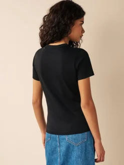 Next Black Essential Pure Cotton Short Sleeve Crew Neck T-Shirt Online