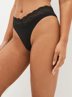 Next Extra High Leg Cotton Lace Knickers 4 Pack Black Discount