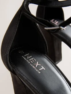 Next Extra Wide Fit Block Heel Sandals Black Best