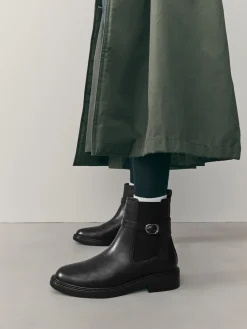 Next Black Extra Wide Fit Buckled Chelsea Boots