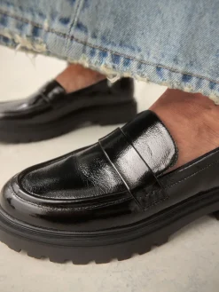 Next Extra Wide Fit Chunky Loafers Black Sale